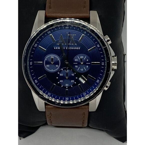 Armani Exchange AR-2501 Men's Brown Leather Analog Blue Dial Quartz Watch JK230 - Picture 2 of 12